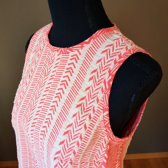 Bodybag By Jude Cropped Sleeveless Zip Back Woven Aztec Festival Top Neon Coral - Picture 3 of 10